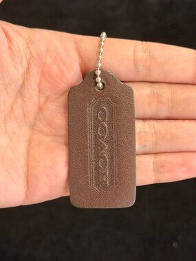 2.25" Medium Vintage Coach Leather Key Fob Bag Charm Keychain Hang Tag/Hangtag